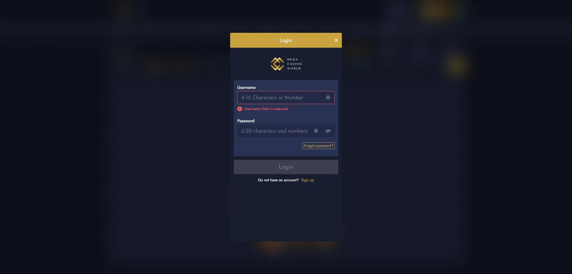 Mcw Mega Casino account dashboard showing active bonus terms and wagering progress
