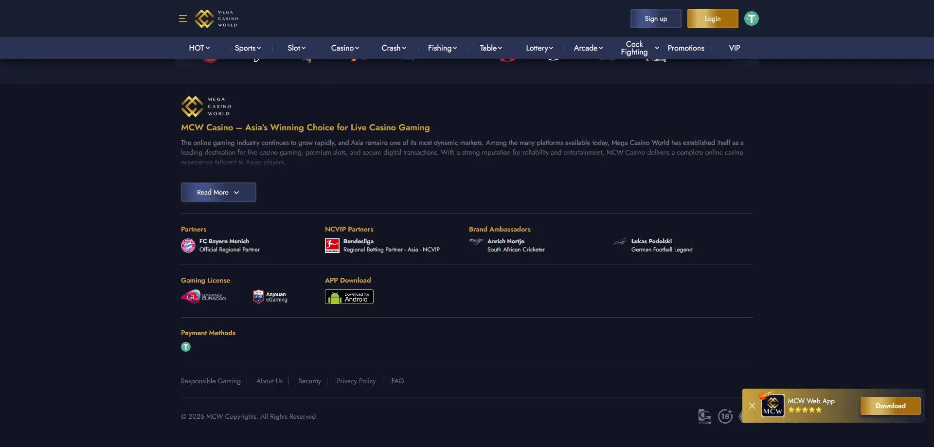 MCW Casino Bangladesh deposit and withdrawal methods – bKash Nagad
